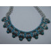 Gemstone Choker 16 Inch with Lobster Claw Clasp and 2 Inch Extension - Sky Blue Disk