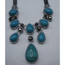 Gemstone Necklace with Lobster Claw Clasp and 2 Inch Extension - Sky Blue Teardrop