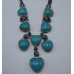 Gemstone Necklace with Lobster Claw Clasp and 2 Inch Extension - Sky Blue Heart