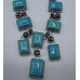 Gemstone Necklace with Lobster Claw Clasp and 2 Inch Extension - Sky Blue Rectangle