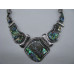 Framed Gemstone Necklace with Lobster Claw Clasp and 2 Inch Extension - Free Form - Abalone Shell