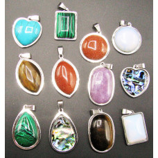 Stainless Steel Gemstone Pendant- several styles and stones available!