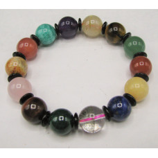 12 mm  Mixed Gemstone Bead Bracelet - 10 pc pack