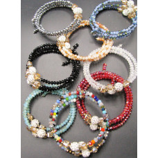 Memory Wire Bead Bracelet - Round Bead - Assorted Colors Available!