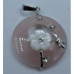 GP Round - Gemstone Round Shape Pendant with flowers and Bail - Assorted Stone Available