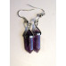 Bi-Point Pendant Gemstone Earrings - Style 1 - Silver Color