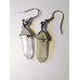 Bi-Point Pendant Gemstone Earrings - Style 1 - Silver Color