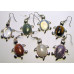 Gemstone Turtle Earrings  - Silver Color