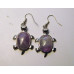 Gemstone Turtle Earrings  - Silver Color