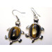 Gemstone Turtle Earrings  - Silver Color