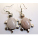 Gemstone Turtle Earrings  - Silver Color