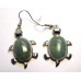 Gemstone Turtle Earrings  - Silver Color