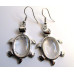 Gemstone Turtle Earrings  - Silver Color