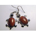 Gemstone Turtle Earrings  - Silver Color