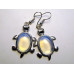 Gemstone Turtle Earrings  - Silver Color