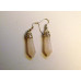 Gemstone Carved Vine Topped Point Earrings  - Silver Color