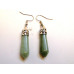 Gemstone Carved Vine Topped Point Earrings  - Silver Color