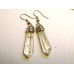 Gemstone Carved Vine Topped Point Earrings  - Silver Color