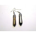 Gemstone Carved Vine Topped Point Earrings  - Silver Color