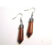 Gemstone Carved Vine Topped Point Earrings  - Silver Color