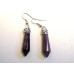 Gemstone Carved Vine Topped Point Earrings  - Silver Color