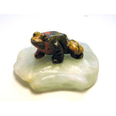 Frog on Lily Pad 2.25 Inch Figurine - Unakite