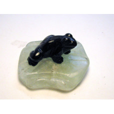 Frog on Lily Pad 2.25 Inch Figurine - Black Obsidian