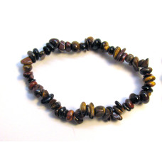 7 Inch Stretch Chip Bracelet - Tiger Eye Mix -10 pcs pack