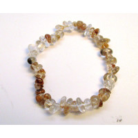 7 Inch Stretch Chip Bracelet - Rutilated Quartz Copper Color  -10 pcs pack