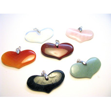 GP Heart - Stretched Gemstone Heart with Bail  Assorted Stones