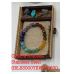 8 mm Gemstone Round Bead Bracelet - Chakra stone with Heart charm, Spacer, Display box, and 7 Tumble stones - 10 pcs pack