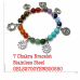 8 mm Gemstone Round Bead Bracelet - Chakra stone with 7 Stainless Steel spacer charms and Display box - 10 pcs pack