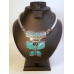 Gemstone Choker 16 Inch with Lobster Claw Clasp and 2 Inch Extension - Butterfly - Turquoise Color