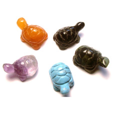 Turtle Carved Fetish Bead 0.75 Inch - Assorted Stones