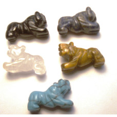 Tiger Carved Fetish Bead 0.75 Inch - Assorted Stones