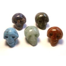 Skull Carved Fetish Bead 0.75 Inch - Assorted Stones