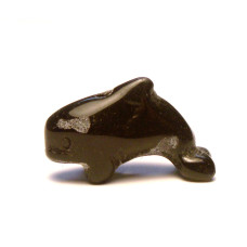 Whale (Orca) Carved Fetish Bead 0.75 Inch - two-toned Black Obsidian