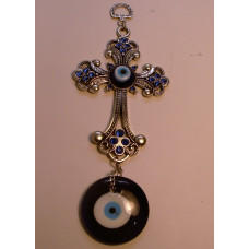 Eye Metal Pendant - Blue Eye with Cross