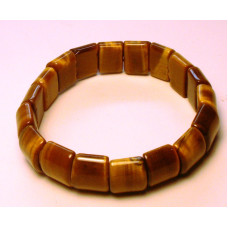 Gemstone Stretch Bracelet - Domed Rectangle Style - Tiger Eye