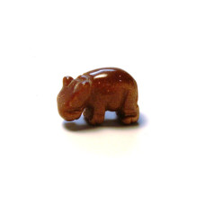 Hippo Classic Carved Fetish Bead 0.75 Inch - Goldstone