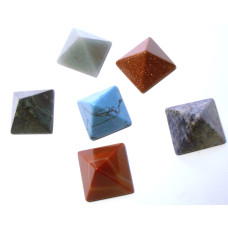 Pyramid Carved Fetish Bead 0.75 Inch - Assorted Stones