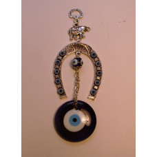 Eye Metal Pendant - Blue Eye with Horseshoe