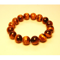 12 mm Gemstone Round Bead Bracelet - 10 pc pack - Tiger Eye