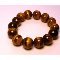 16 mm Gemstone Round Bead Bracelet - 10 pc pack - Tiger Eye