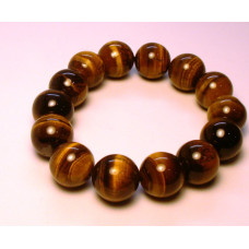 16 mm Gemstone Round Bead Bracelet - 10 pc pack - Tiger Eye