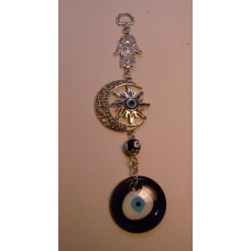 Eye Metal Pendant - Blue Eye with Sun and Moon