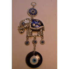 Eye Metal Pendant - Blue Eye with Elephant Blue Eye