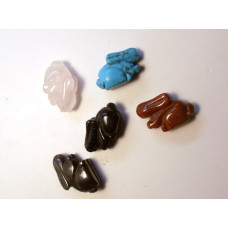 Rabbit (Hands Down) Carved Fetish Bead 0.75 Inch - Assorted Stones