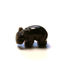 Hippo Classic Carved Fetish Bead 0.75 Inch - Obsidian Black