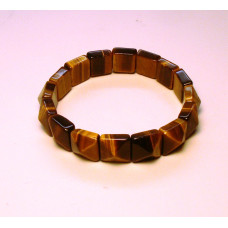 Gemstone Stretch Bracelet - Square Pyramid - Tiger Eye